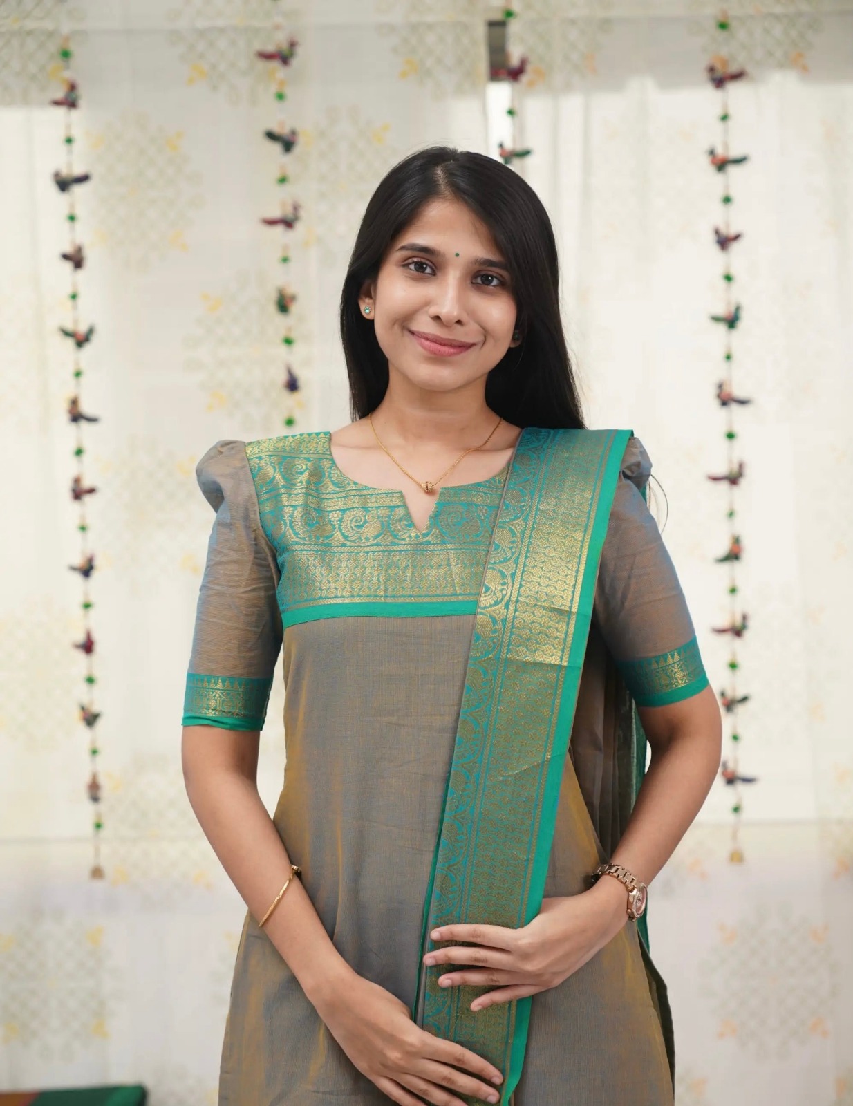 Kanchi Cotton Jacquard Kurti Dupatta Set