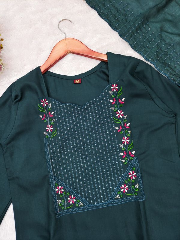 Vertical Cotton Straight Kurta Set with Dupatta