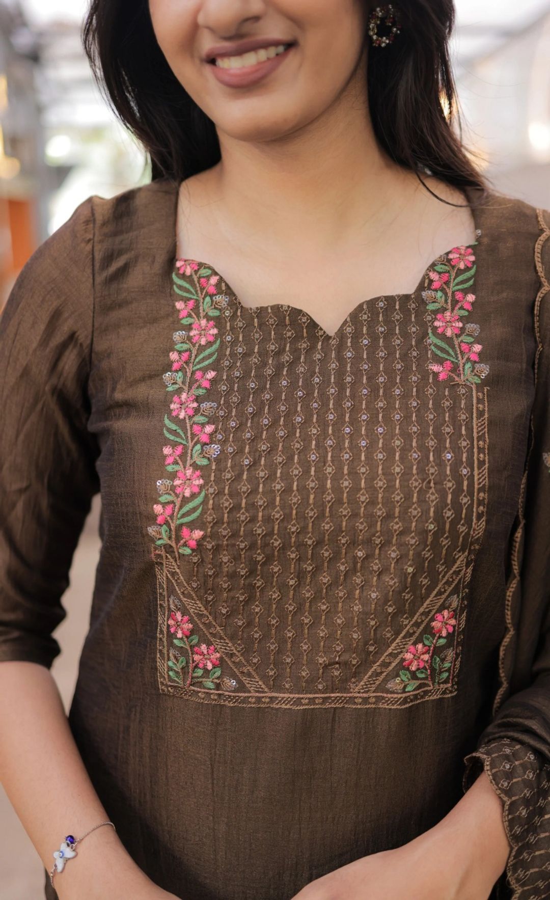 Vertical Cotton Straight Kurta Set with Dupatta