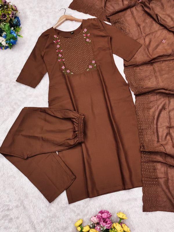 Vertical Cotton Straight Kurta Set with Dupatta