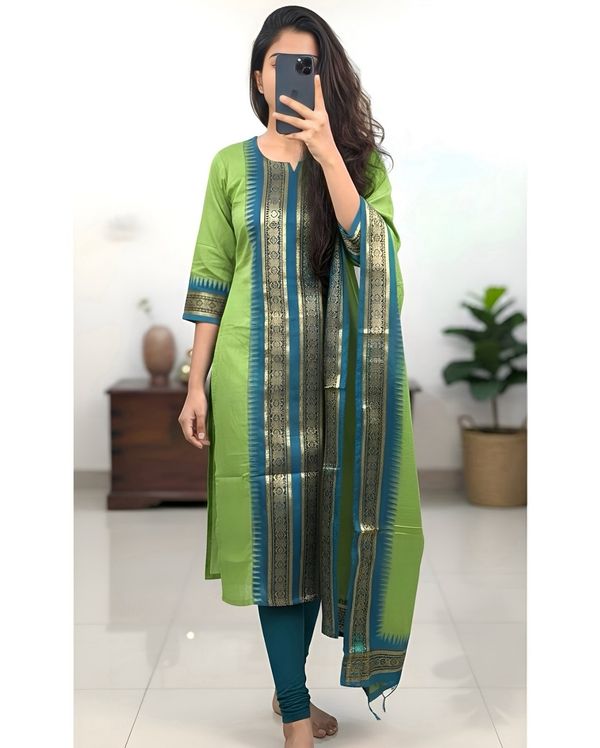 Kanchi Cotton Jacquard Kurti Dupatta Set Online