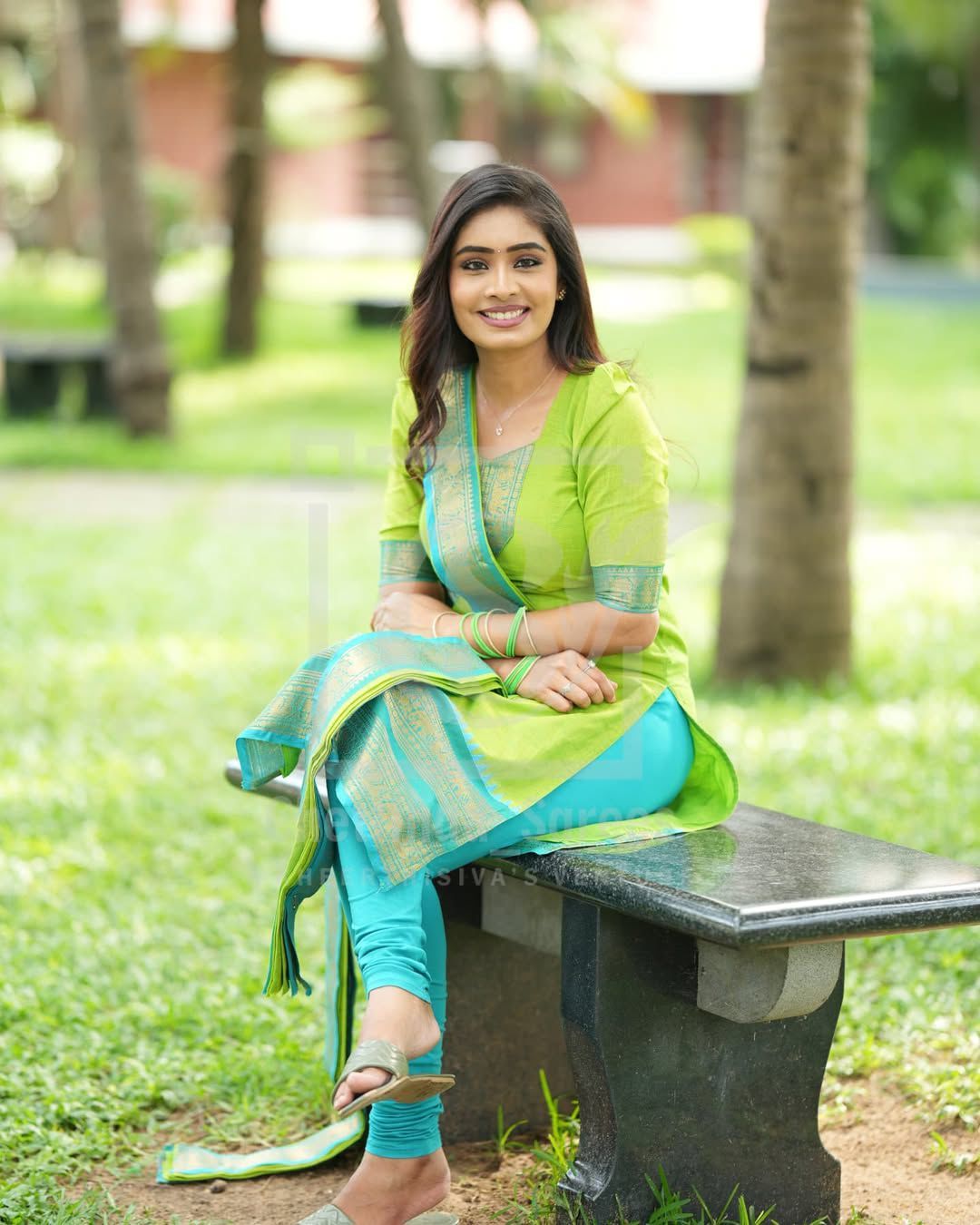 Lime Green Kanchi Cotton Kurta Dupatta Set -