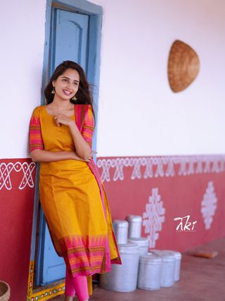 Mustard Kanchi Cotton Kurta Dupatta Set