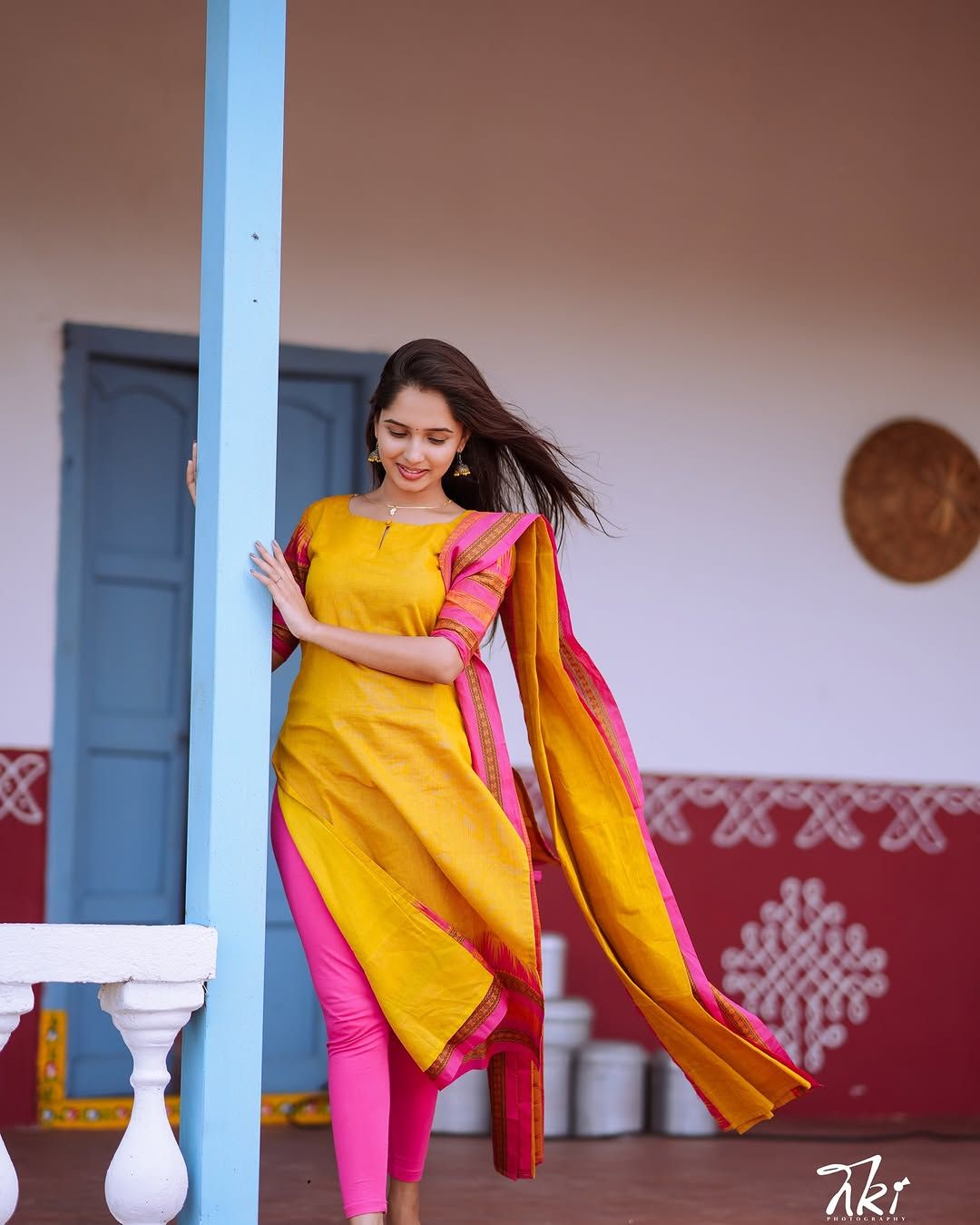 Mustard Kanchi Cotton Kurta Dupatta Set