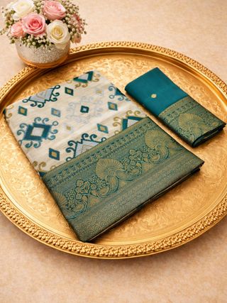 Royal Ivory Banarasi Silk Saree with Zari Border