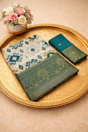 Royal Ivory Banarasi Silk Saree with Zari Border - Ivory