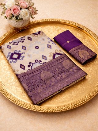 Royal Purple Banarasi Silk Saree with Zari Border