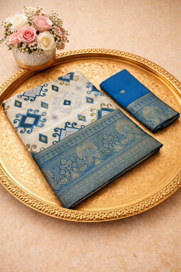 Royal Blue Banarasi Silk Saree with Zari Border