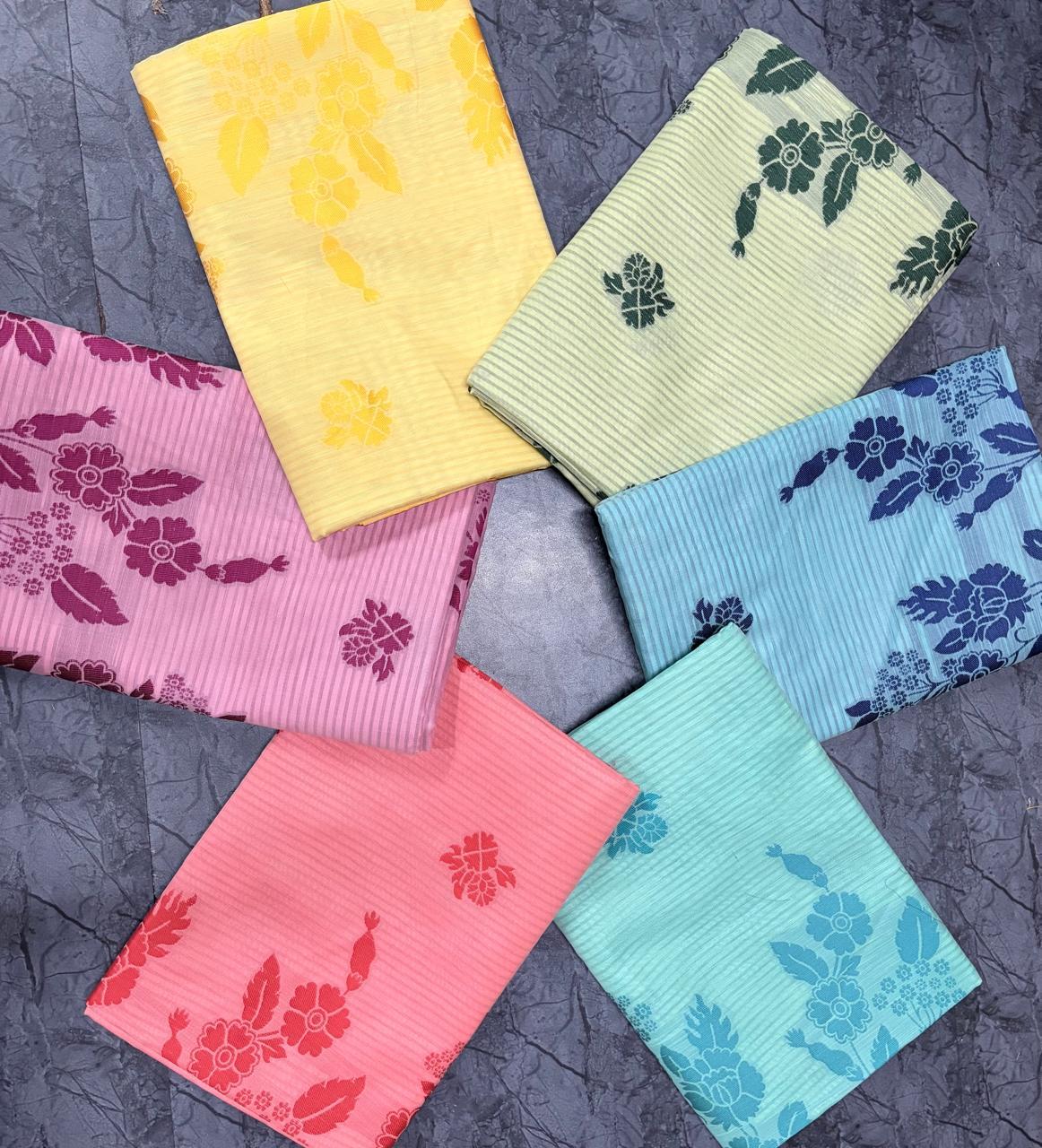 Mint Green Printed Linen Cotton Saree