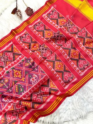 Pure Patola Silk Double Ikkat Saree with Zari Border
