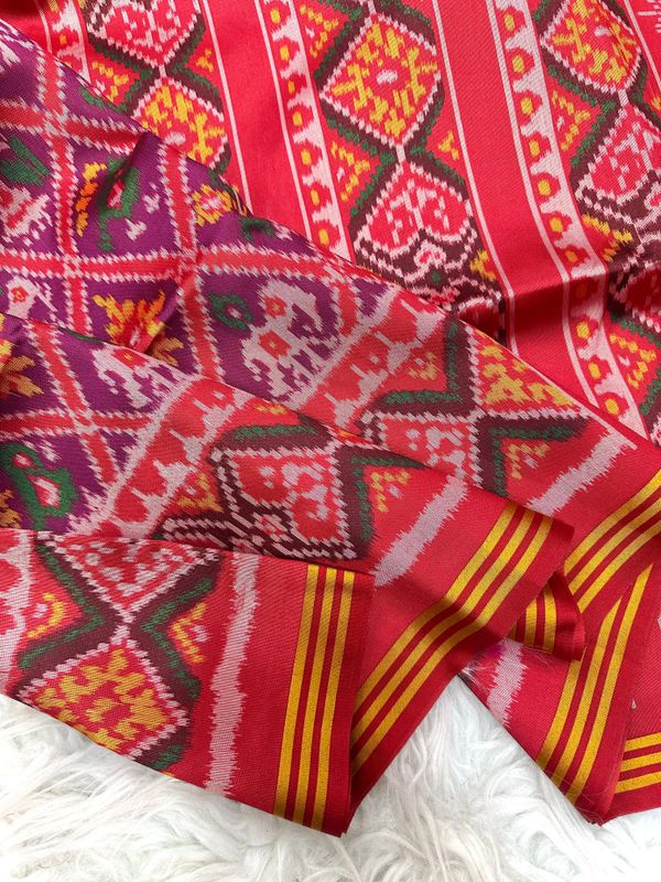 Pure Patola Silk Double Ikkat Saree with Zari Border