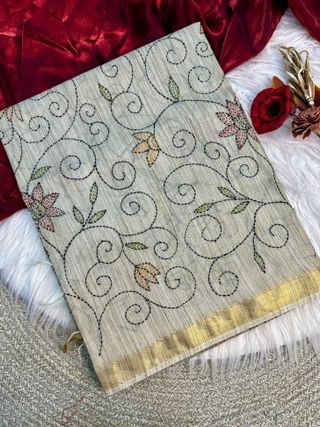 Premium Handloom Silk Saree with Handkatha