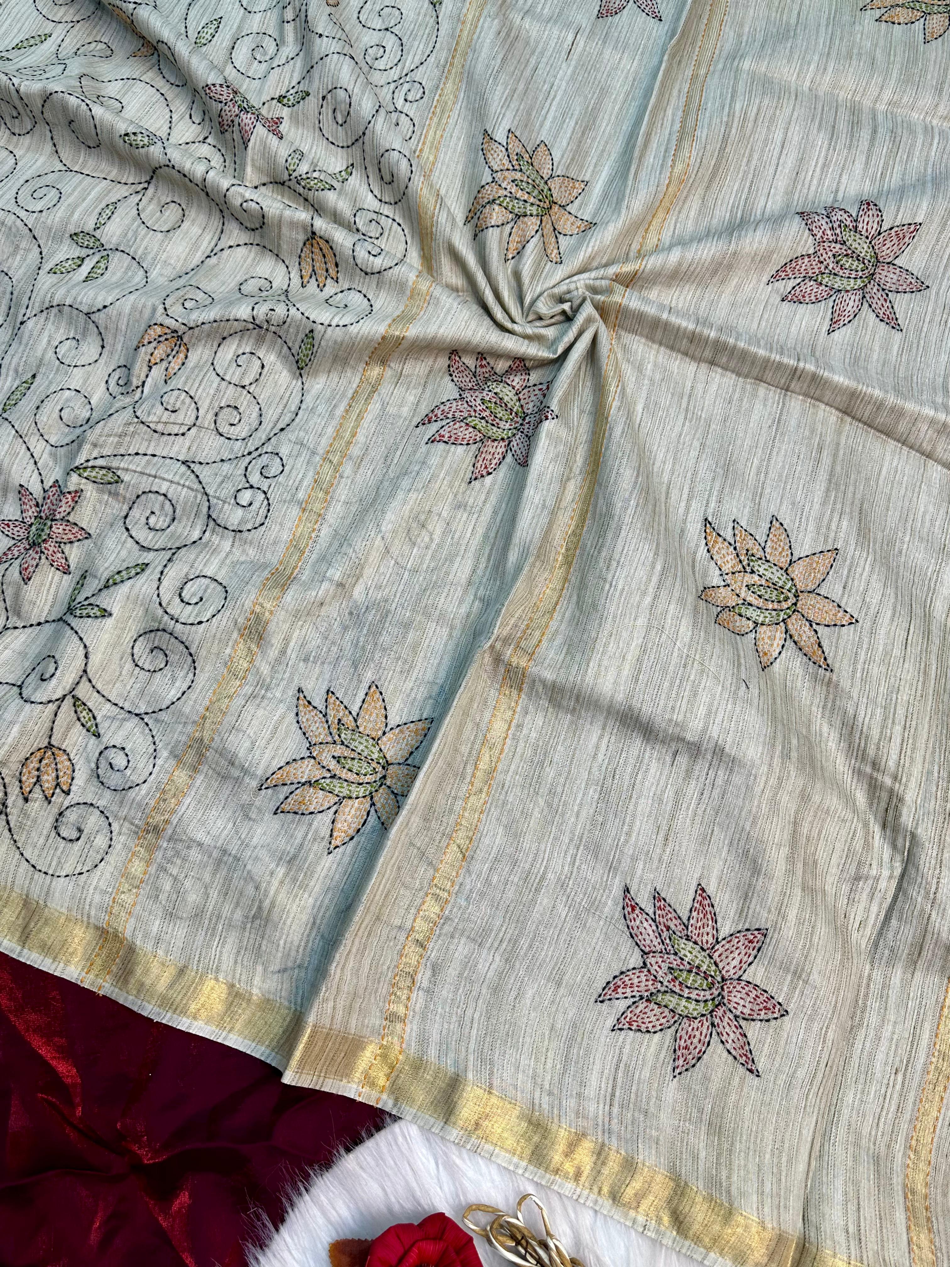 Premium Handloom Silk Saree with Handkatha