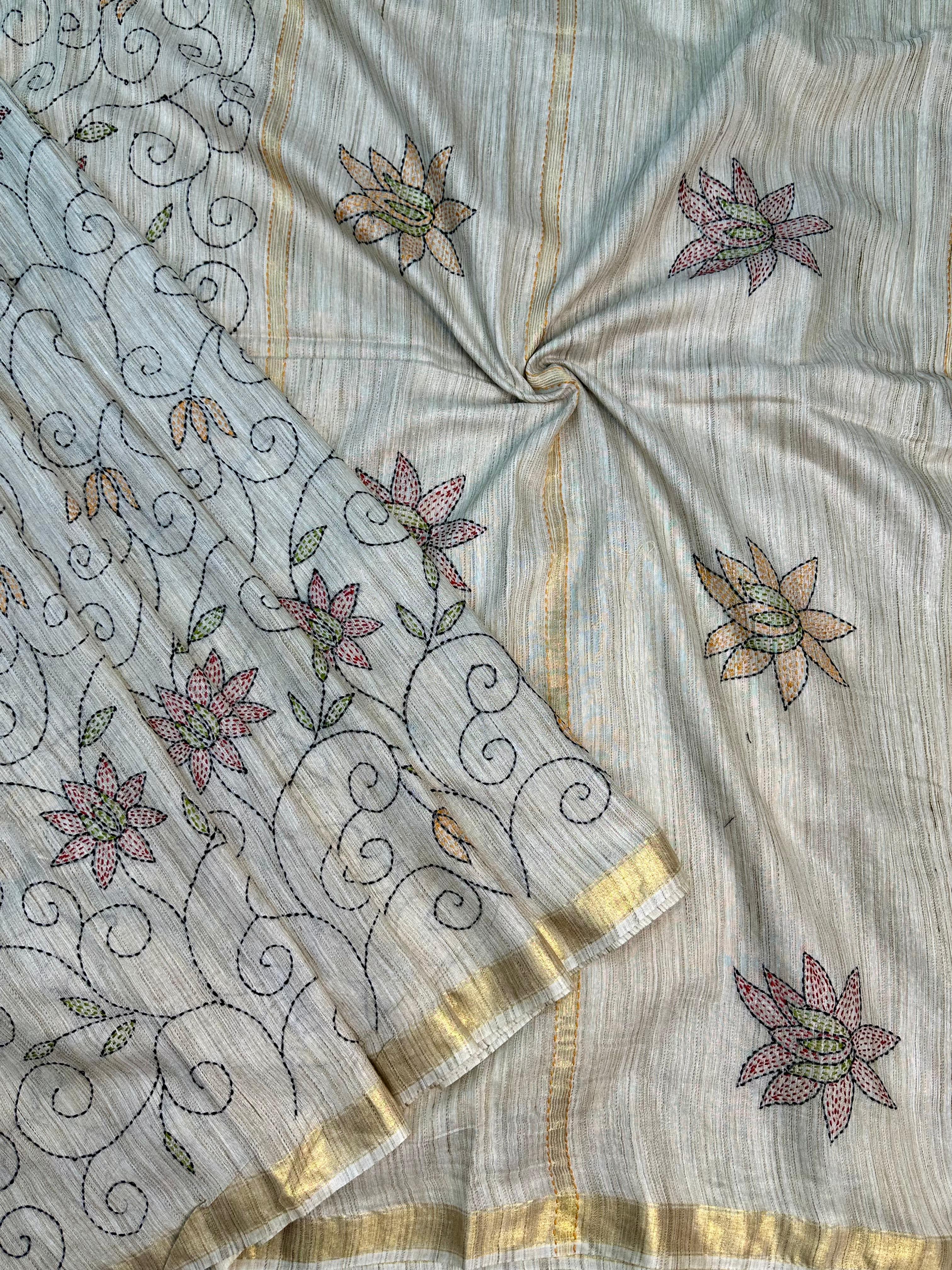 Premium Handloom Silk Saree with Handkatha