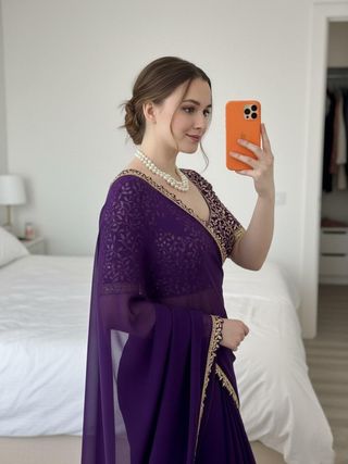 Purple Rangoli Silk Saree with Lace Border