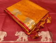 Mustard Yellow Bandhani Silk Saree with Zari Border - Mustard