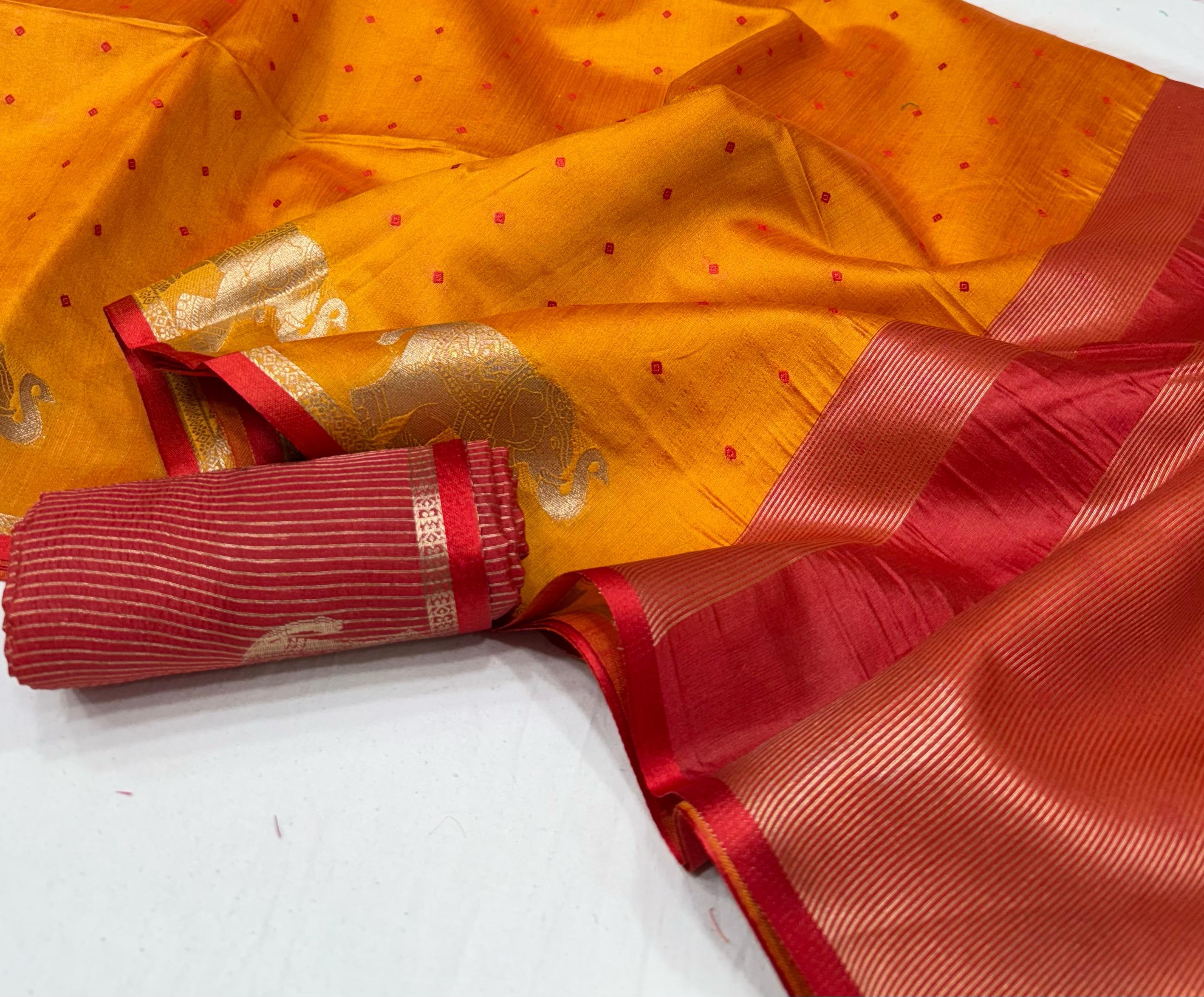 Mustard Yellow Bandhani Silk Saree with Zari Border