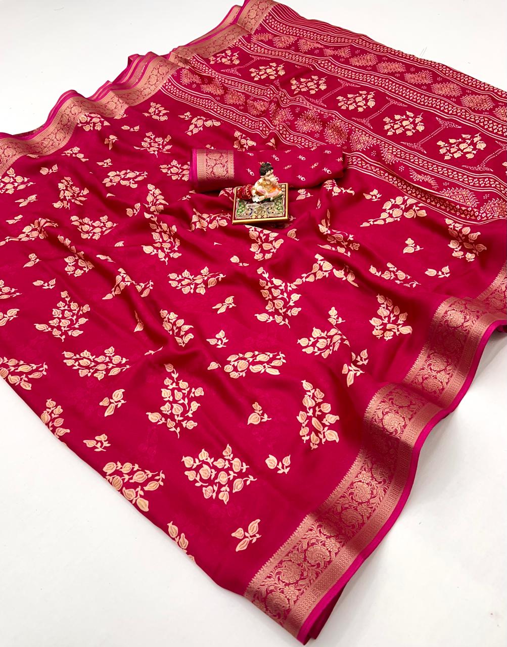 Calcutta Moss Mellow Georgette Printed Saree
