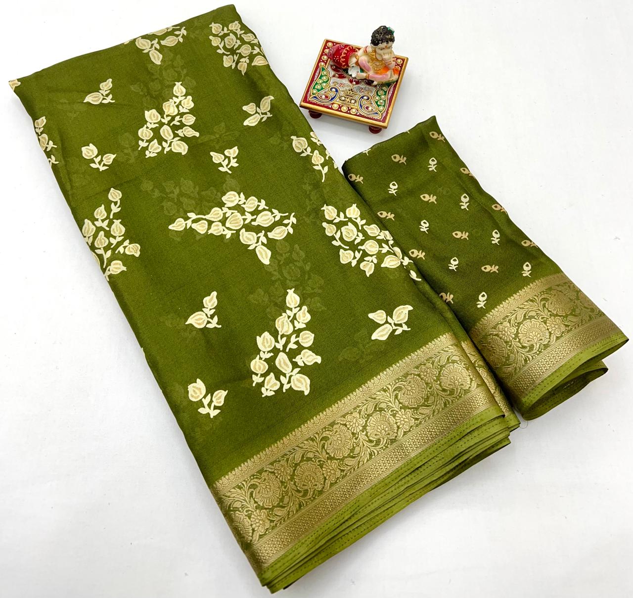 Calcutta Moss Mellow Georgette Printed Saree