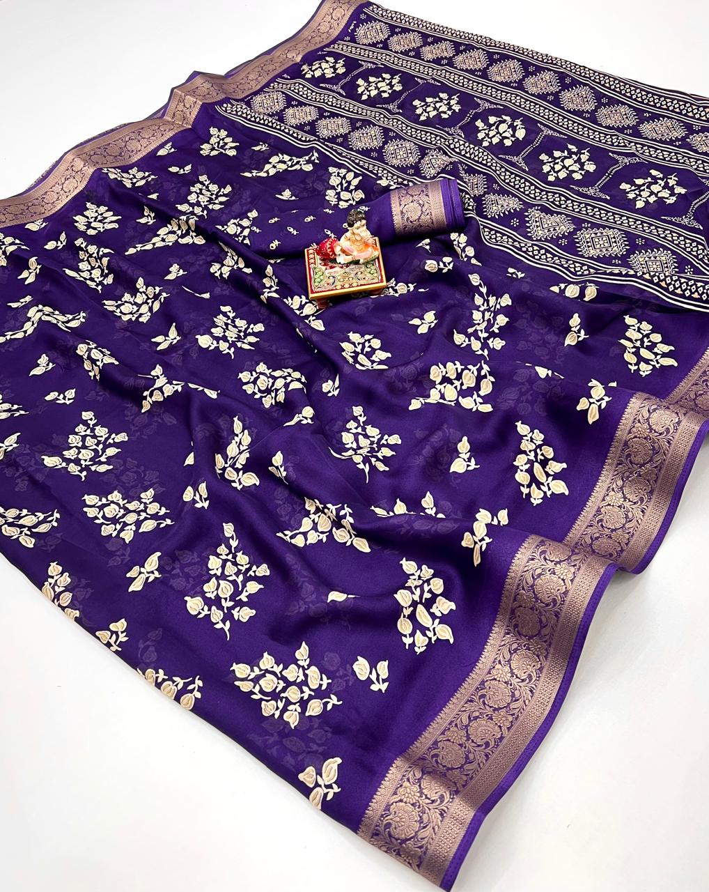 Calcutta Moss Mellow Georgette Printed Saree