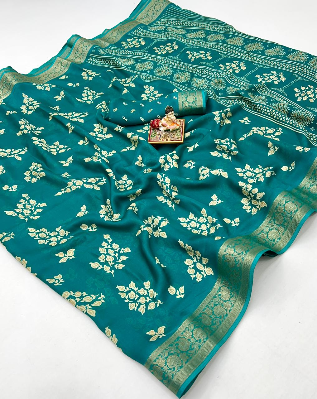 Calcutta Moss Mellow Georgette Printed Saree