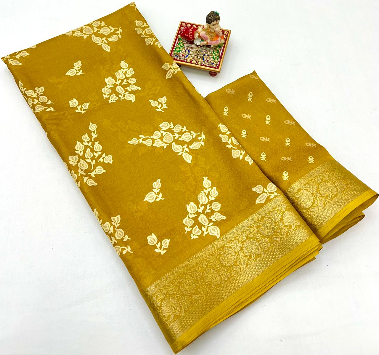 Calcutta Moss Mellow Georgette Printed Saree