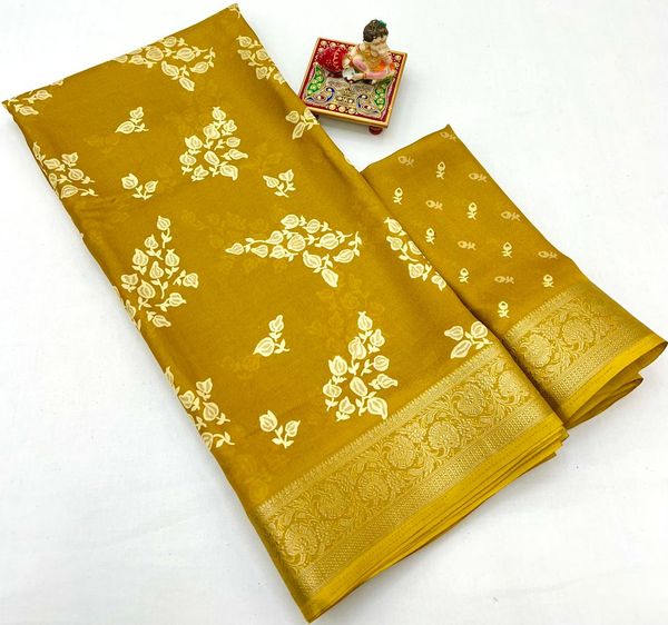 Calcutta Moss Mellow Georgette Printed Saree