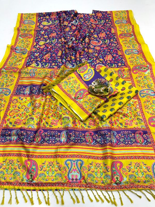 Digital Premium Pashmina Saree with Shawl & Blouse