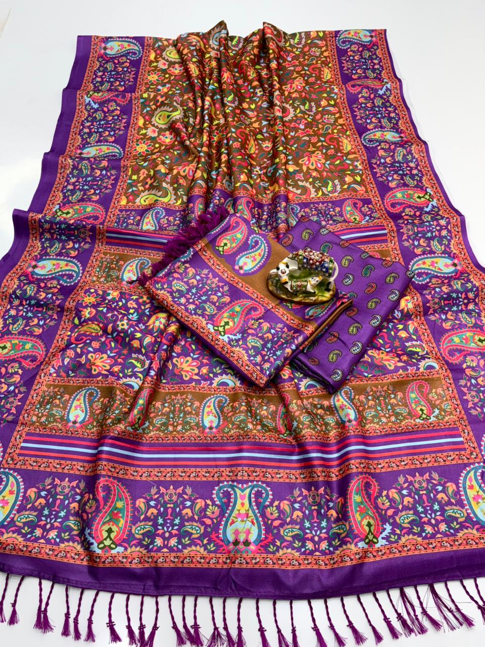 Designer Digital Pashmina Saree with Matching Shawl