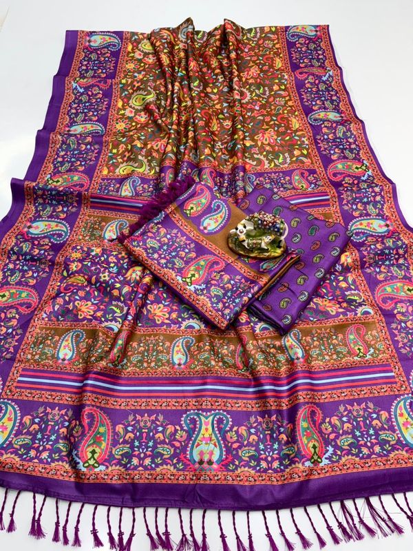 Designer Digital Pashmina Saree with Matching Shawl