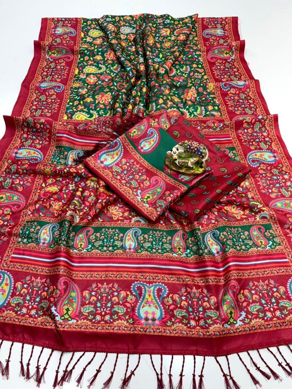 Classic Digital Print Pashmina Saree for Women