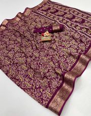 Traditional Moss Georgette Print Saree - wine