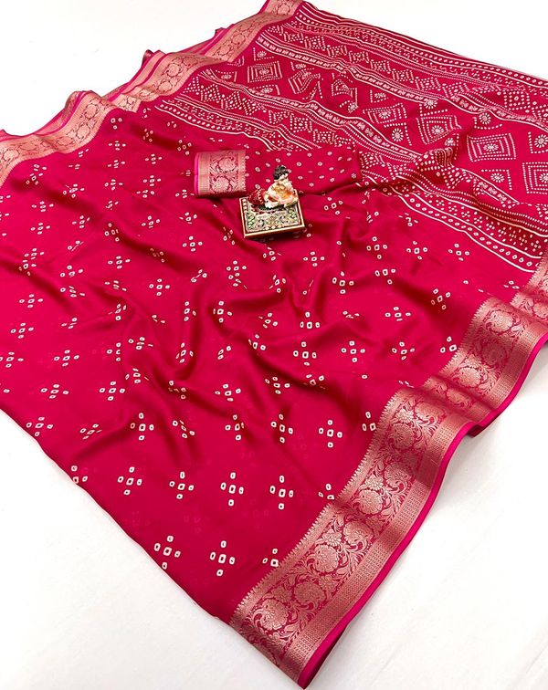 Festive Red Georgette Saree With Rich Zari Border