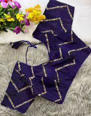 Fendy Silk Zigzag Moti Work Readymade Blouse - multi color