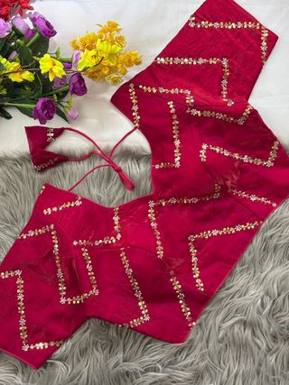 Fendy Silk Zigzag Moti Work Readymade Blouse