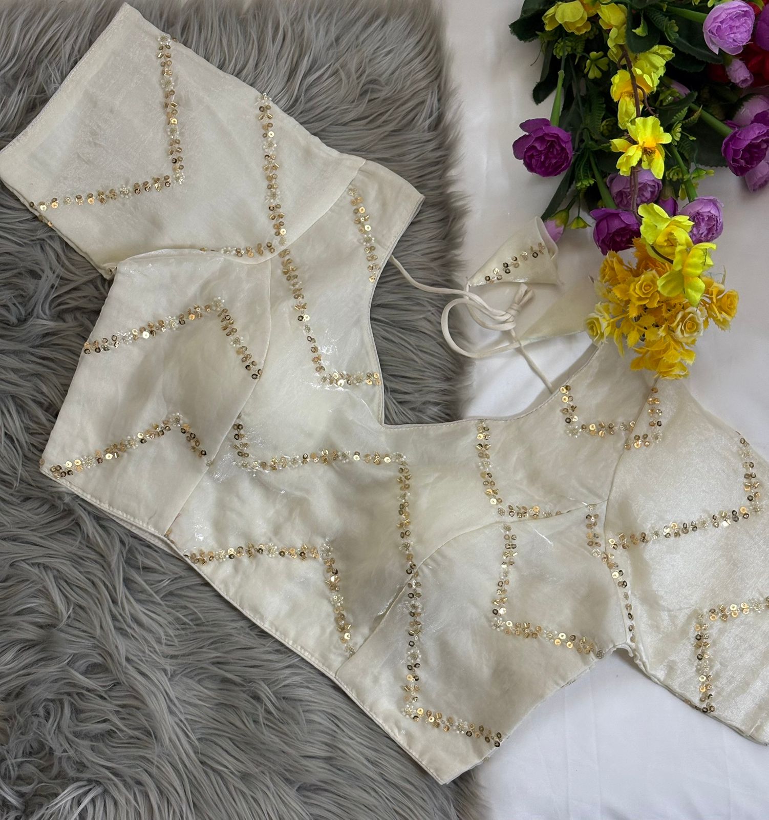 Fendy Silk Zigzag Moti Work Readymade Blouse