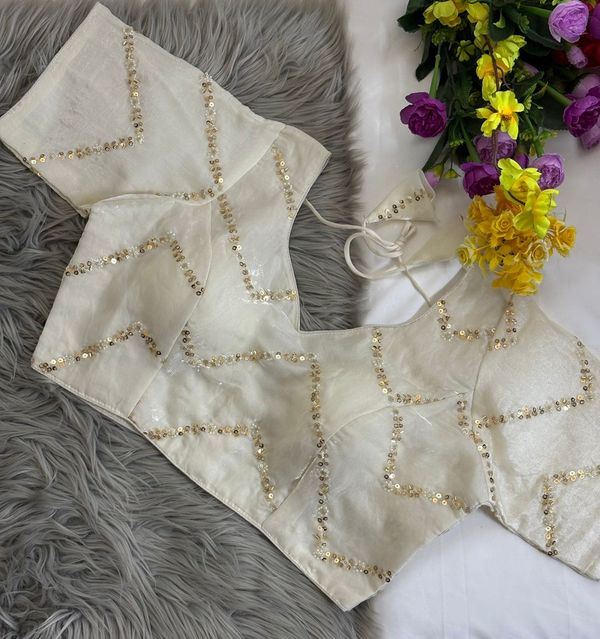 Fendy Silk Zigzag Moti Work Readymade Blouse