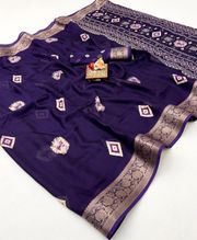 Luxury Purple Georgette Saree with Woven Border Design - Purple