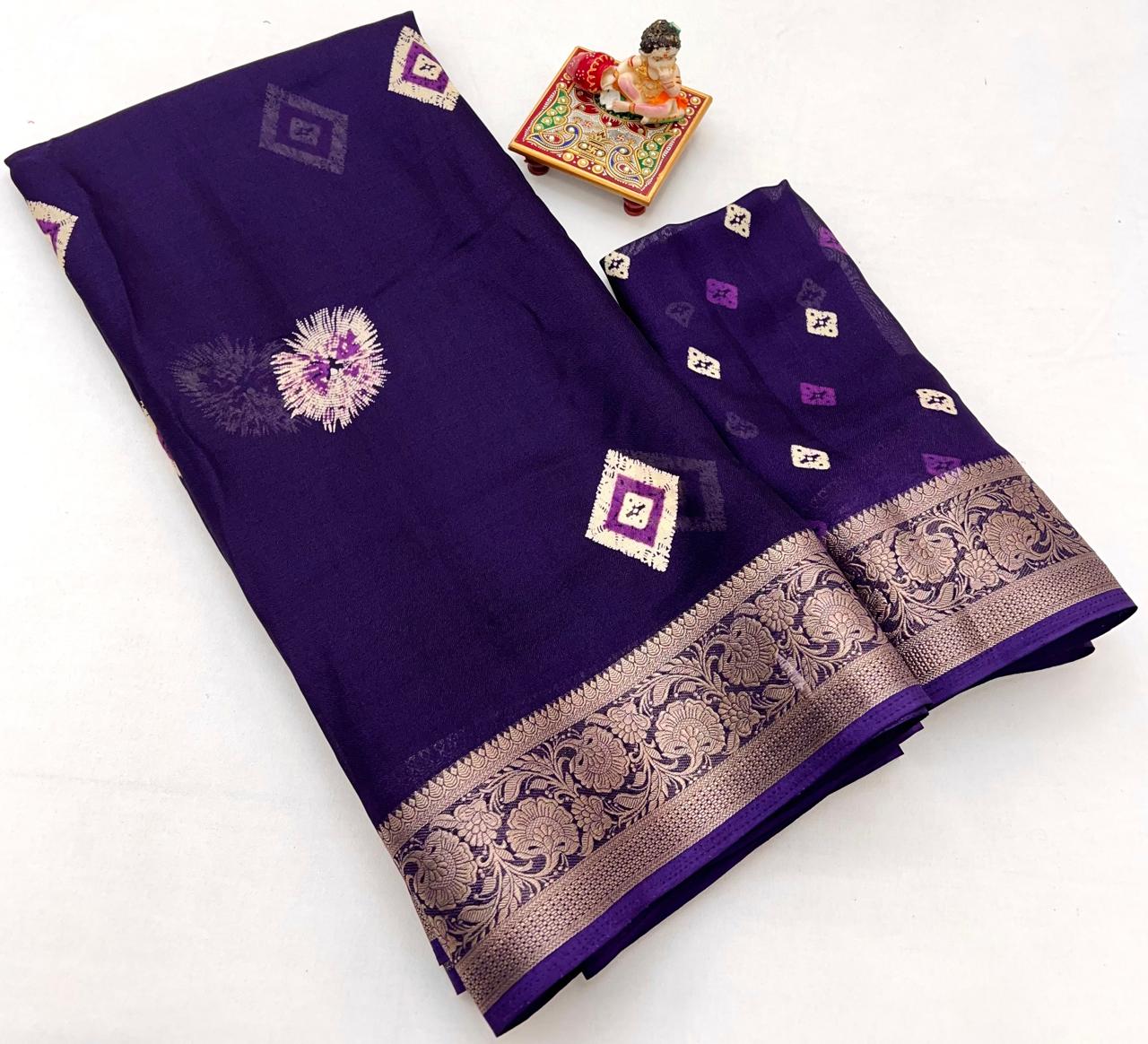Luxury Purple Georgette Saree with Woven Border Design