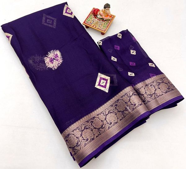 Luxury Purple Georgette Saree with Woven Border Design