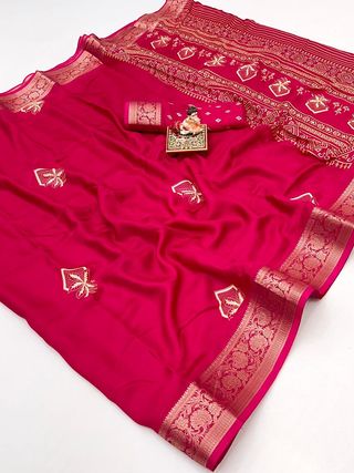 Red Zari Border Calcutta Moss Georgette Saree