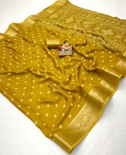 Mustard Moss Georgette Saree With Zari Border - Mustard