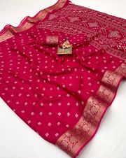 Rani Pink Traditional Moss Georgette Saree With Blouse - Pink