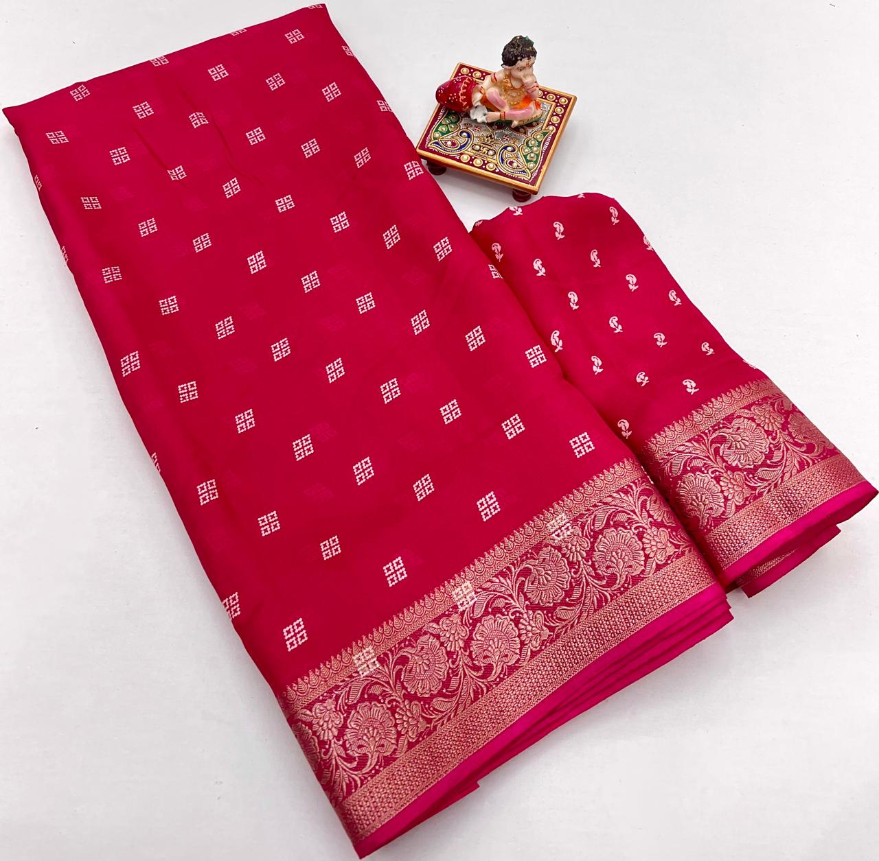 Rani Pink Traditional Moss Georgette Saree With Blouse