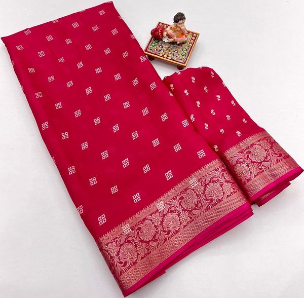 Rani Pink Traditional Moss Georgette Saree With Blouse
