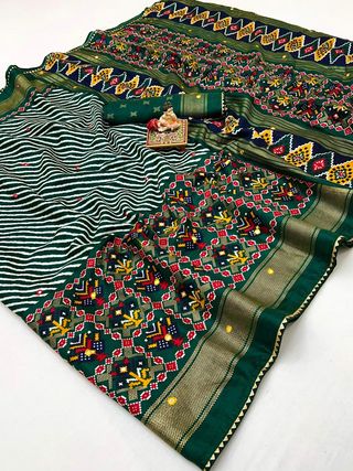 Emerald Royal Weave Pashmina Silk Saree