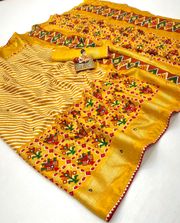 Designer Yellow Patola Border Pashmina Silk Saree For Women - Yellow