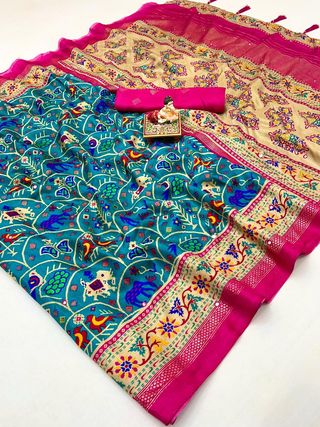Heritage Peacock Patola Pashmina Silk Saree