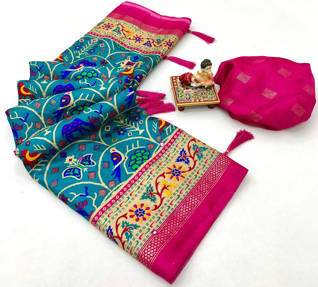 Heritage Peacock Patola Pashmina Silk Saree