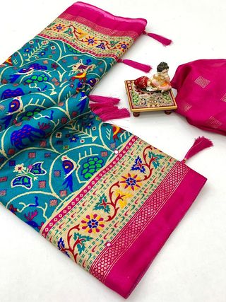 Heritage Peacock Patola Pashmina Silk Saree